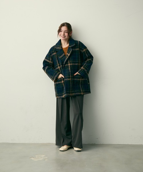 Lunea(ルネア)の「チェックテーラードジャケット(テーラードジャケット・レディース・ブラウン/ネイビー・FREE)」の11枚目の写真