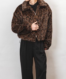 garsonwave（ギャルソンウェーブ）の「ヒョウ柄 フェイクファー ショート丈 裾ドローコート ジャケット(GW)（その他アウター）」