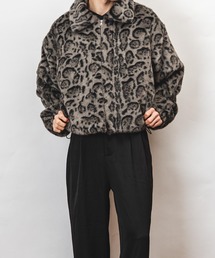 garsonwave（ギャルソンウェーブ）の「ヒョウ柄 フェイクファー ショート丈 裾ドローコート ジャケット(GW)（その他アウター）」