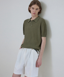 クールウォッシャブルカラー ハーフシンボルニット_KHAKI(WC25-KN21)