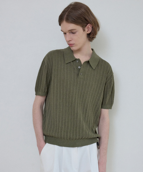 WEDNESDAY OASIS(ウェンズデーオアシス)の「クールウォッシャブルカラー ハーフシンボルニット_KHAKI(WC25-KN21)(ニット/セーター・メンズ・カーキ・MEDIUM/LARGE)」の3枚目の写真
