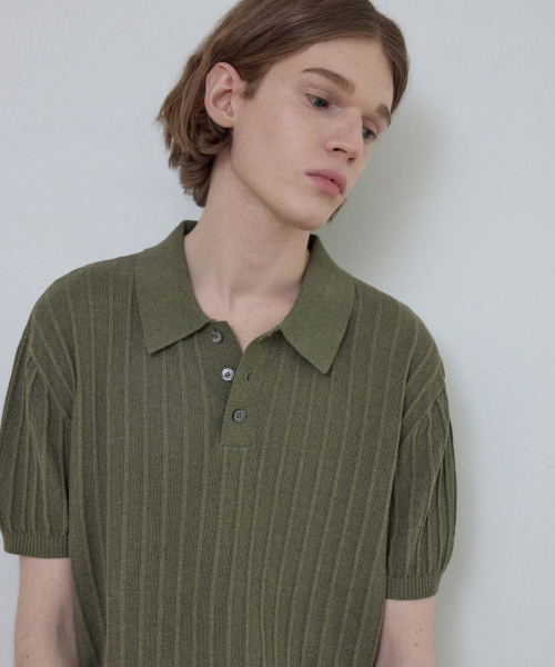 WEDNESDAY OASIS(ウェンズデーオアシス)の「クールウォッシャブルカラー ハーフシンボルニット_KHAKI(WC25-KN21)(ニット/セーター・メンズ・カーキ・MEDIUM/LARGE)」の4枚目の写真