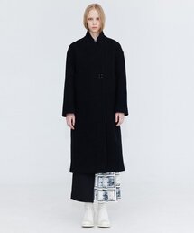 ハイネックウールコート_ブラック