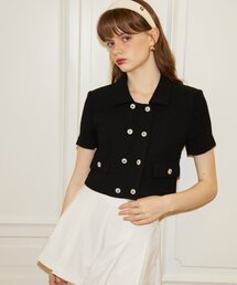 SALON DE YOHN（サロンドヨーン）の「Double Button Crop Jacket_ Black（その他アウター）」