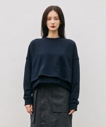 MONOPHOBIA（モノフォビア）の「LAYERED COTTON CROP SWEATSHIRT NAVY（スウェット）」