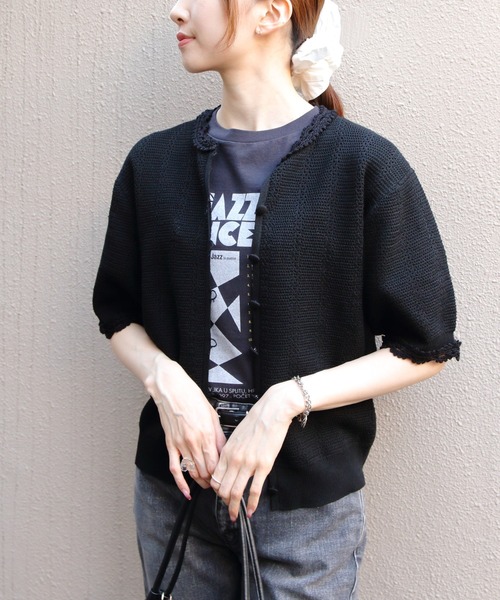 THE SHINZONE（ザ　シンゾーン）の「THE SHINZONE/シンゾーン　メッシュレースニットカーディガン　MESH LACE KNIT CARDIGAN　26SMSNI07（カーディガン/ボレロ・レディース・ブラック/ホワイト・FREE）」の22枚目の写真