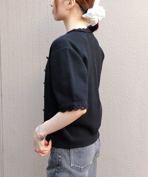 THE SHINZONE（ザ　シンゾーン）の「THE SHINZONE/シンゾーン　メッシュレースニットカーディガン　MESH LACE KNIT CARDIGAN　26SMSNI07（カーディガン/ボレロ・レディース・ブラック/ホワイト・FREE）」の21枚目の写真