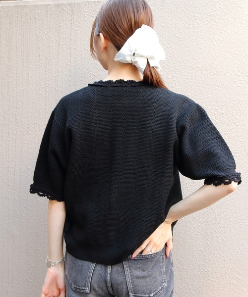 THE SHINZONE（ザ　シンゾーン）の「THE SHINZONE/シンゾーン　メッシュレースニットカーディガン　MESH LACE KNIT CARDIGAN　26SMSNI07（カーディガン/ボレロ・レディース・ブラック/ホワイト・FREE）」の20枚目の写真