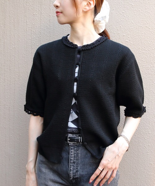 THE SHINZONE（ザ　シンゾーン）の「THE SHINZONE/シンゾーン　メッシュレースニットカーディガン　MESH LACE KNIT CARDIGAN　26SMSNI07（カーディガン/ボレロ・レディース・ブラック/ホワイト・FREE）」の19枚目の写真