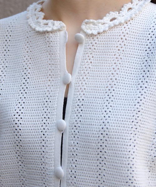 THE SHINZONE（ザ　シンゾーン）の「THE SHINZONE/シンゾーン　メッシュレースニットカーディガン　MESH LACE KNIT CARDIGAN　26SMSNI07（カーディガン/ボレロ・レディース・ブラック/ホワイト・FREE）」の13枚目の写真