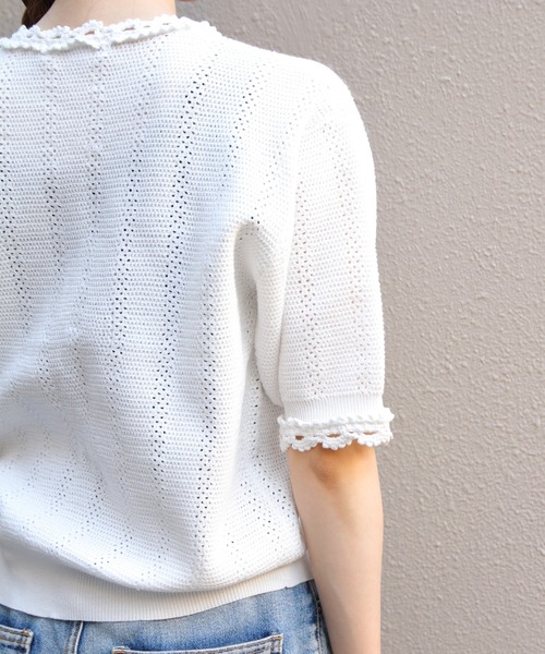 THE SHINZONE（ザ　シンゾーン）の「THE SHINZONE/シンゾーン　メッシュレースニットカーディガン　MESH LACE KNIT CARDIGAN　26SMSNI07（カーディガン/ボレロ・レディース・ブラック/ホワイト・FREE）」の12枚目の写真