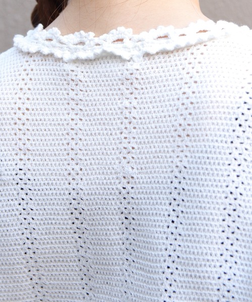 THE SHINZONE（ザ　シンゾーン）の「THE SHINZONE/シンゾーン　メッシュレースニットカーディガン　MESH LACE KNIT CARDIGAN　26SMSNI07（カーディガン/ボレロ・レディース・ブラック/ホワイト・FREE）」の10枚目の写真