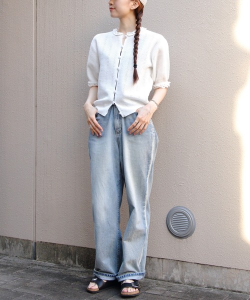 THE SHINZONE（ザ　シンゾーン）の「THE SHINZONE/シンゾーン　メッシュレースニットカーディガン　MESH LACE KNIT CARDIGAN　26SMSNI07（カーディガン/ボレロ・レディース・ブラック/ホワイト・FREE）」の7枚目の写真