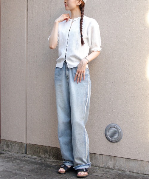 THE SHINZONE（ザ　シンゾーン）の「THE SHINZONE/シンゾーン　メッシュレースニットカーディガン　MESH LACE KNIT CARDIGAN　26SMSNI07（カーディガン/ボレロ・レディース・ブラック/ホワイト・FREE）」の6枚目の写真