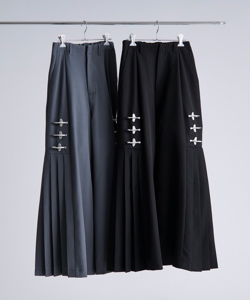 Ellno Loset(エルノロゼット)の「2WAYファイヤーマンバックルワイドパンツ/SETUP対応(その他パンツ・メンズ・ブラック/ブルーグレー/チャコールグレー・X-SMALL/SMALL/MEDIUM/LARGE)」の6枚目の写真