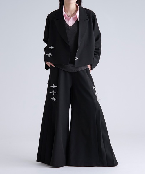Ellno Loset(エルノロゼット)の「2WAYファイヤーマンバックルワイドパンツ/SETUP対応(その他パンツ・メンズ・ブラック/ブルーグレー/チャコールグレー・X-SMALL/SMALL/MEDIUM/LARGE)」の21枚目の写真