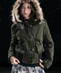 Cest Nous（セヌー）の「【Cest Nous】Military green washed jacket / 【セヌー】ファーフードミリタリージャケット（ミリタリージャケット）」