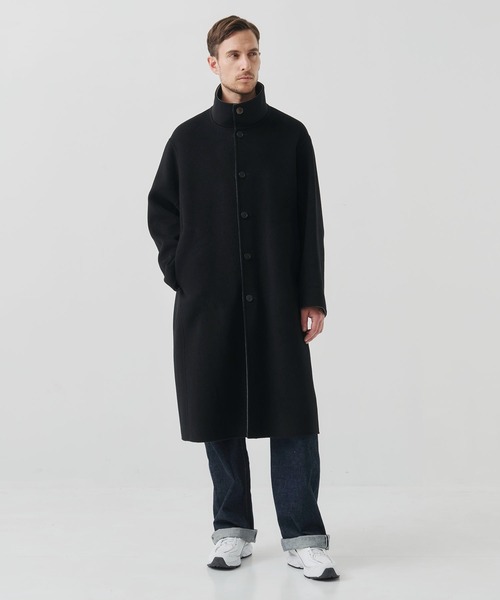 CASHMERE CASHMERE(カシミヤカシミヤ)の「【CASHMERE CASHMERE/カシミアカシミア】CASHMERE/SILK/WOOL STAND OVER COAT/2WAYスタンドコート(ステンカラーコート・メンズ・ダークネイビー/ブラック・44/48)」の4枚目の写真