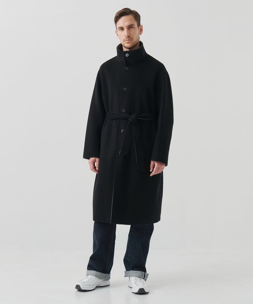 CASHMERE CASHMERE(カシミヤカシミヤ)の「【CASHMERE CASHMERE/カシミアカシミア】CASHMERE/SILK/WOOL STAND OVER COAT/2WAYスタンドコート(ステンカラーコート・メンズ・ダークネイビー/ブラック・44/48)」の8枚目の写真