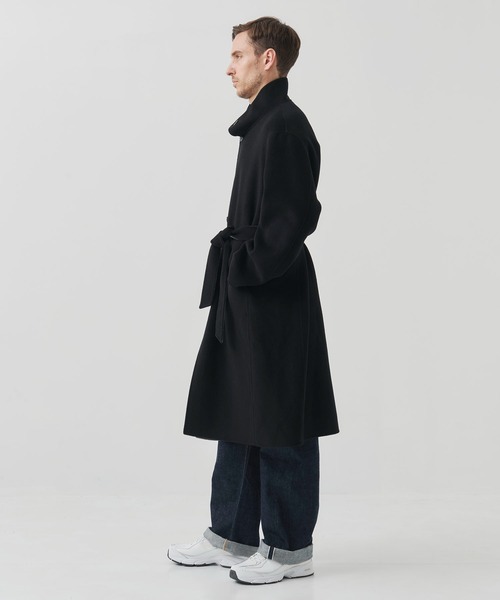 CASHMERE CASHMERE(カシミヤカシミヤ)の「【CASHMERE CASHMERE/カシミアカシミア】CASHMERE/SILK/WOOL STAND OVER COAT/2WAYスタンドコート(ステンカラーコート・メンズ・ダークネイビー/ブラック・44/48)」の9枚目の写真