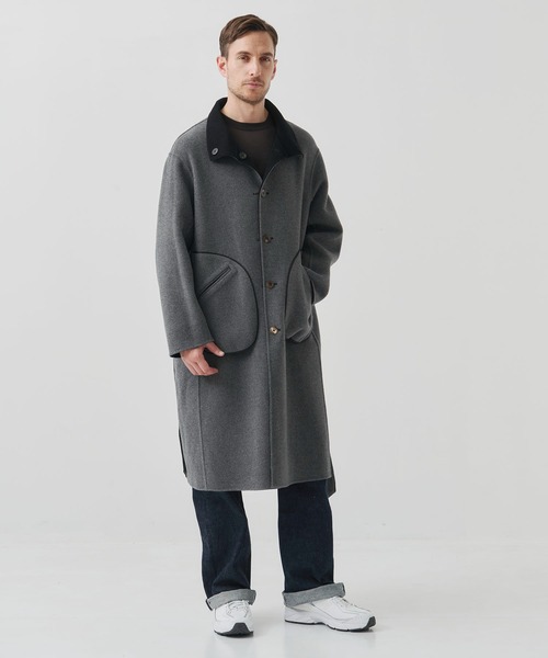 CASHMERE CASHMERE(カシミヤカシミヤ)の「【CASHMERE CASHMERE/カシミアカシミア】CASHMERE/SILK/WOOL STAND OVER COAT/2WAYスタンドコート(ステンカラーコート・メンズ・ダークネイビー/ブラック・44/48)」の7枚目の写真
