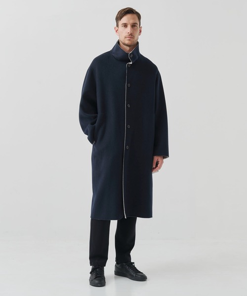 CASHMERE CASHMERE(カシミヤカシミヤ)の「【CASHMERE CASHMERE/カシミアカシミア】CASHMERE/SILK/WOOL STAND OVER COAT/2WAYスタンドコート(ステンカラーコート・メンズ・ダークネイビー/ブラック・44/48)」の13枚目の写真