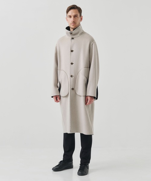 CASHMERE CASHMERE(カシミヤカシミヤ)の「【CASHMERE CASHMERE/カシミアカシミア】CASHMERE/SILK/WOOL STAND OVER COAT/2WAYスタンドコート(ステンカラーコート・メンズ・ダークネイビー/ブラック・44/48)」の14枚目の写真