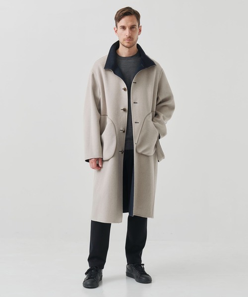 CASHMERE CASHMERE(カシミヤカシミヤ)の「【CASHMERE CASHMERE/カシミアカシミア】CASHMERE/SILK/WOOL STAND OVER COAT/2WAYスタンドコート(ステンカラーコート・メンズ・ダークネイビー/ブラック・44/48)」の12枚目の写真