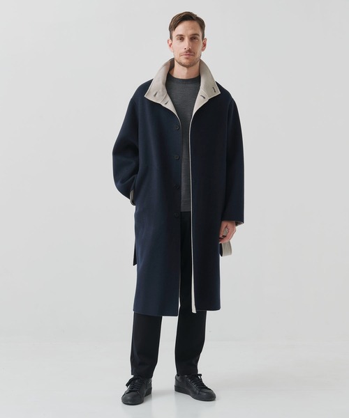 CASHMERE CASHMERE(カシミヤカシミヤ)の「【CASHMERE CASHMERE/カシミアカシミア】CASHMERE/SILK/WOOL STAND OVER COAT/2WAYスタンドコート(ステンカラーコート・メンズ・ダークネイビー/ブラック・44/48)」の11枚目の写真