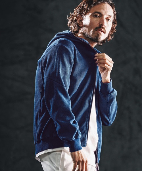 wjk reluxe（ダブルジェーケーリラックス）の「mpa4021-indigo waffle parka ダブルジップパーカー(WR26S-03)（パーカー・メンズ・ワンウォッシュ/インディゴブルー/ライトインディゴブルー・L/M/S）」の12枚目の写真