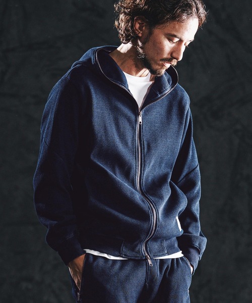 wjk reluxe（ダブルジェーケーリラックス）の「mpa4021-indigo waffle parka ダブルジップパーカー(WR26S-03)（パーカー・メンズ・ワンウォッシュ/インディゴブルー/ライトインディゴブルー・L/M/S）」の18枚目の写真
