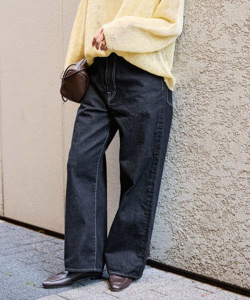 FRAMeWORK（フレームワーク）の「ルーズストレートデニムパンツ（デニムパンツ・レディース・ネイビー/ホワイト・36/38/40）」の9枚目の写真