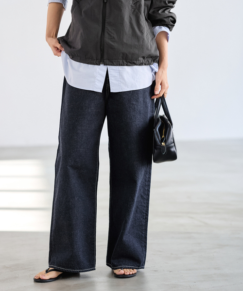 FRAMeWORK（フレームワーク）の「ルーズストレートデニムパンツ（デニムパンツ・レディース・ネイビー/ホワイト・36/38/40）」の18枚目の写真