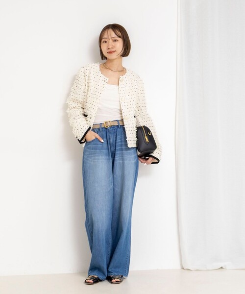 NOLLEY’S（ノーリーズ）の「45th limited editionフラッグカラミジャケット（ノーカラージャケット・レディース・ネイビー/オフホワイト・38/36）」の3枚目の写真