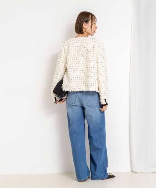 NOLLEY’S（ノーリーズ）の「45th limited editionフラッグカラミジャケット（ノーカラージャケット・レディース・ネイビー/オフホワイト・38/36）」の4枚目の写真