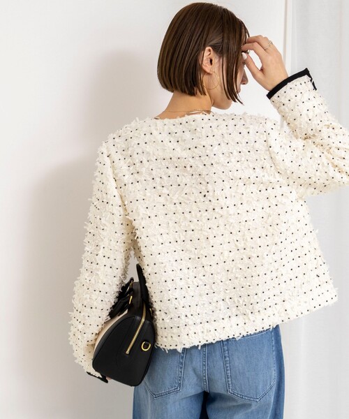 NOLLEY’S（ノーリーズ）の「45th limited editionフラッグカラミジャケット（ノーカラージャケット・レディース・ネイビー/オフホワイト・38/36）」の9枚目の写真