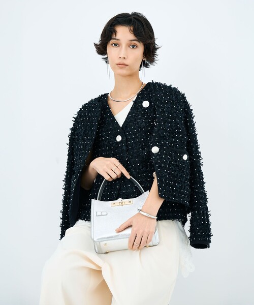 NOLLEY’S（ノーリーズ）の「45th limited editionフラッグカラミジャケット（ノーカラージャケット・レディース・ネイビー/オフホワイト・38/36）」の11枚目の写真