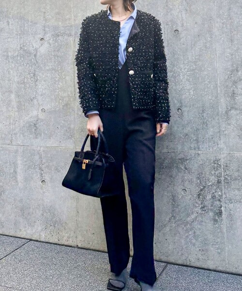 NOLLEY’S（ノーリーズ）の「45th limited editionフラッグカラミジャケット（ノーカラージャケット・レディース・ネイビー/オフホワイト・38/36）」の12枚目の写真