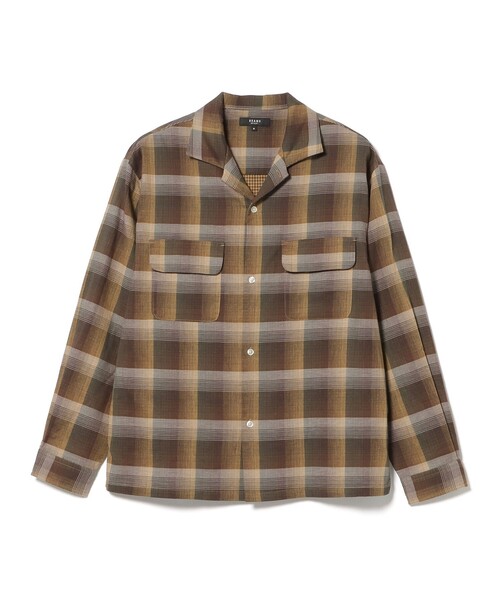 BEAMS HEART（ビームスハート）の「ダブルガーゼチェック オープンカラーシャツ（シャツ/ブラウス・メンズ・ブラウン・LARGE/SMALL）」の2枚目の写真