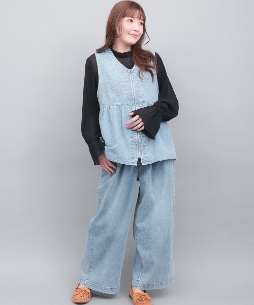 チチカカ(チチカカ)の「ライトオンスデザインステッチパンツ(その他パンツ・レディース・ライトブルー/ブラック・FREE)」の9枚目の写真