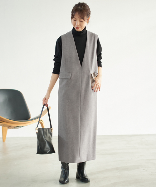 Spick & Span（スピックアンドスパン）の「《WEB限定 / 追加》ダブルクロスVネックワンピース（ワンピース・レディース・その他6/ブラック・36/38）」の6枚目の写真