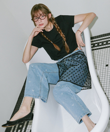 BELLOL（ベロエル）の「フラワーレースレイヤードスカートブラック（スカート）」