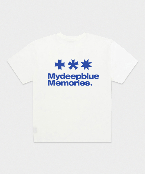 mydeepbluememories(マイディープブルーメモリーズ)の「Mm Symbol Logo T-Shirts (WHITE / BLUE)(Tシャツ/カットソー・レディース・ブルー・FREE)」の2枚目の写真