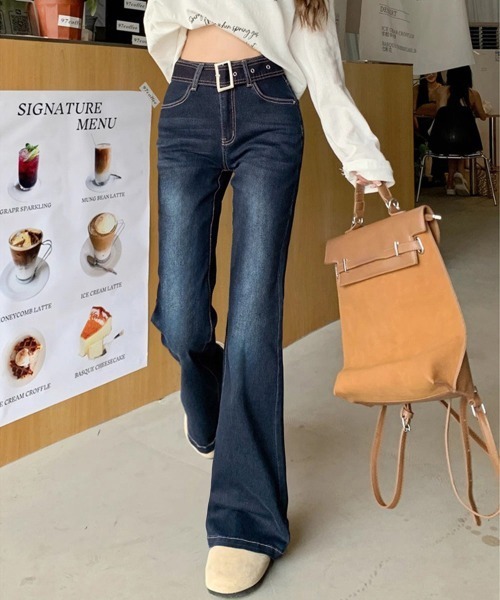 Miniministore(ミニミニストア)の「セミフレアデニムパンツ レディース 美脚(デニムパンツ・レディース・インディゴブルー・S/M/L/XL/XS)」の20枚目の写真