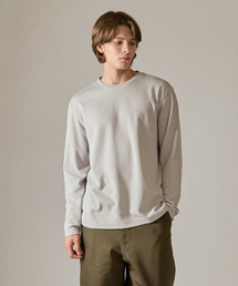 BASIC HOUSE（ベーシックハウス）の「ニットライクラウンドネック長袖TシャツグレーLZTS6105（Tシャツ/カットソー）」