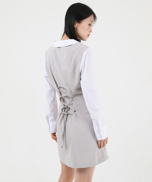 KATHARSIS(カタルシス)の「配色コルセットカラーワンピースベージュ ONE SIZE(ワンピース・レディース・その他・ONE SIZE)」の2枚目の写真