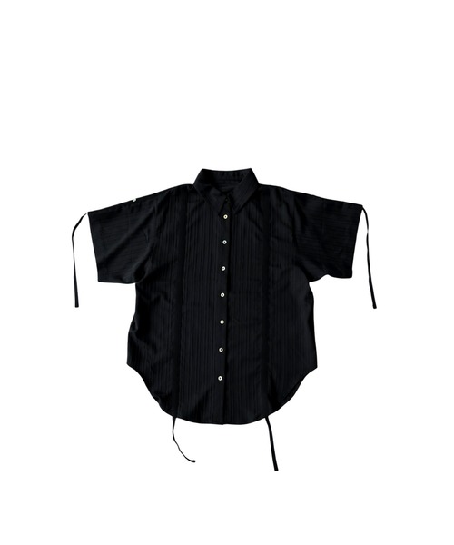 antiqua(アンティカ)の「ギャザー 2way シャーリング シャツ(シャツ/ブラウス・レディース・ホワイト/ブラック・ONESIZE)」の12枚目の写真