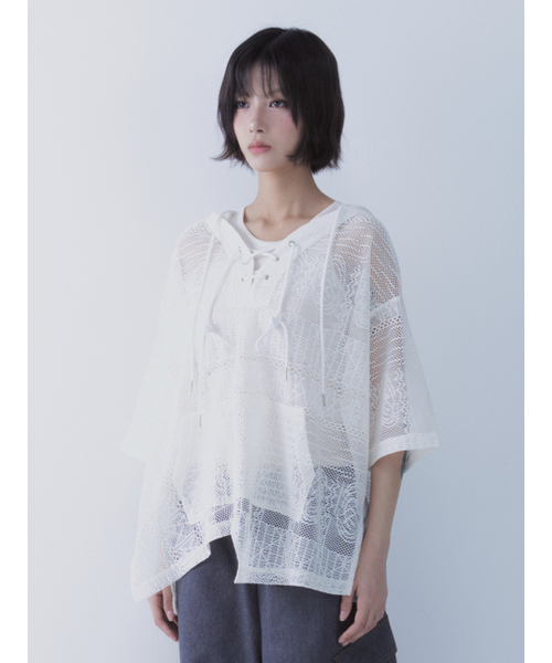 SETSETSET(セットセットセット)の「ボヘミアン レース フーディー ホワイト(Tシャツ/カットソー・レディース・その他・ONE SIZE)」の4枚目の写真