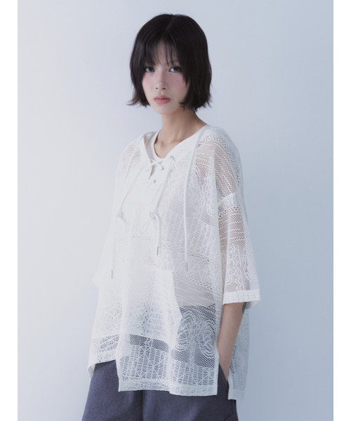 SETSETSET(セットセットセット)の「ボヘミアン レース フーディー ホワイト(Tシャツ/カットソー・レディース・その他・ONE SIZE)」の7枚目の写真
