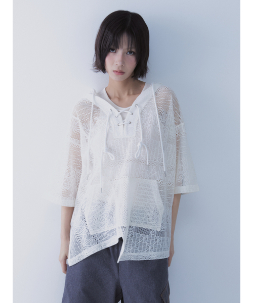 SETSETSET(セットセットセット)の「ボヘミアン レース フーディー ホワイト(Tシャツ/カットソー・レディース・その他・ONE SIZE)」の8枚目の写真